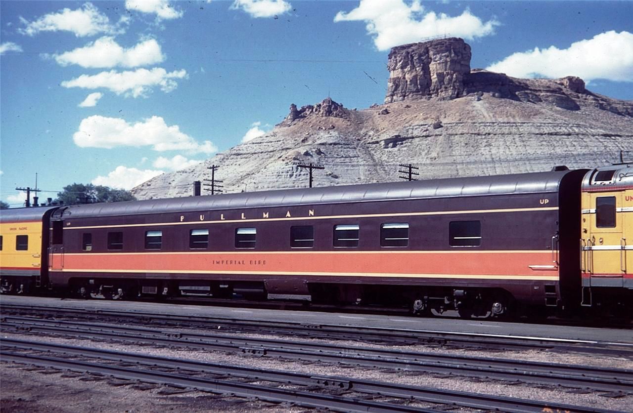 Shown in Green River in 1959, Imperial Bird was repainted several times during the UP's ownership. The car ran winters on the IC and summers with UP; we figure the car was repainted each time it was reassigned.