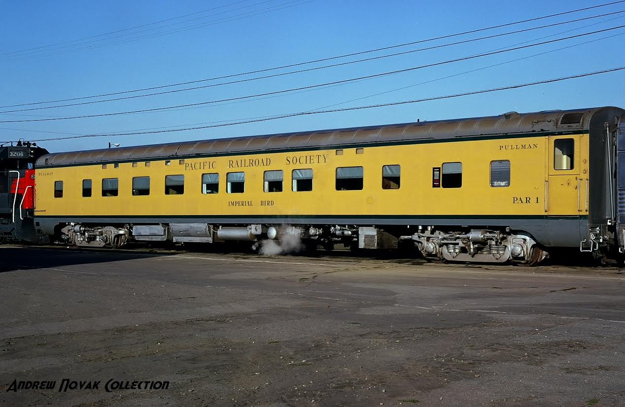 The Bird, shown here in the early 1970s, was painted in PRS's Yellow and Green livery by PRS members with help from UP's painters from East Yard for use on excursion trains - Andrew Novak Collection